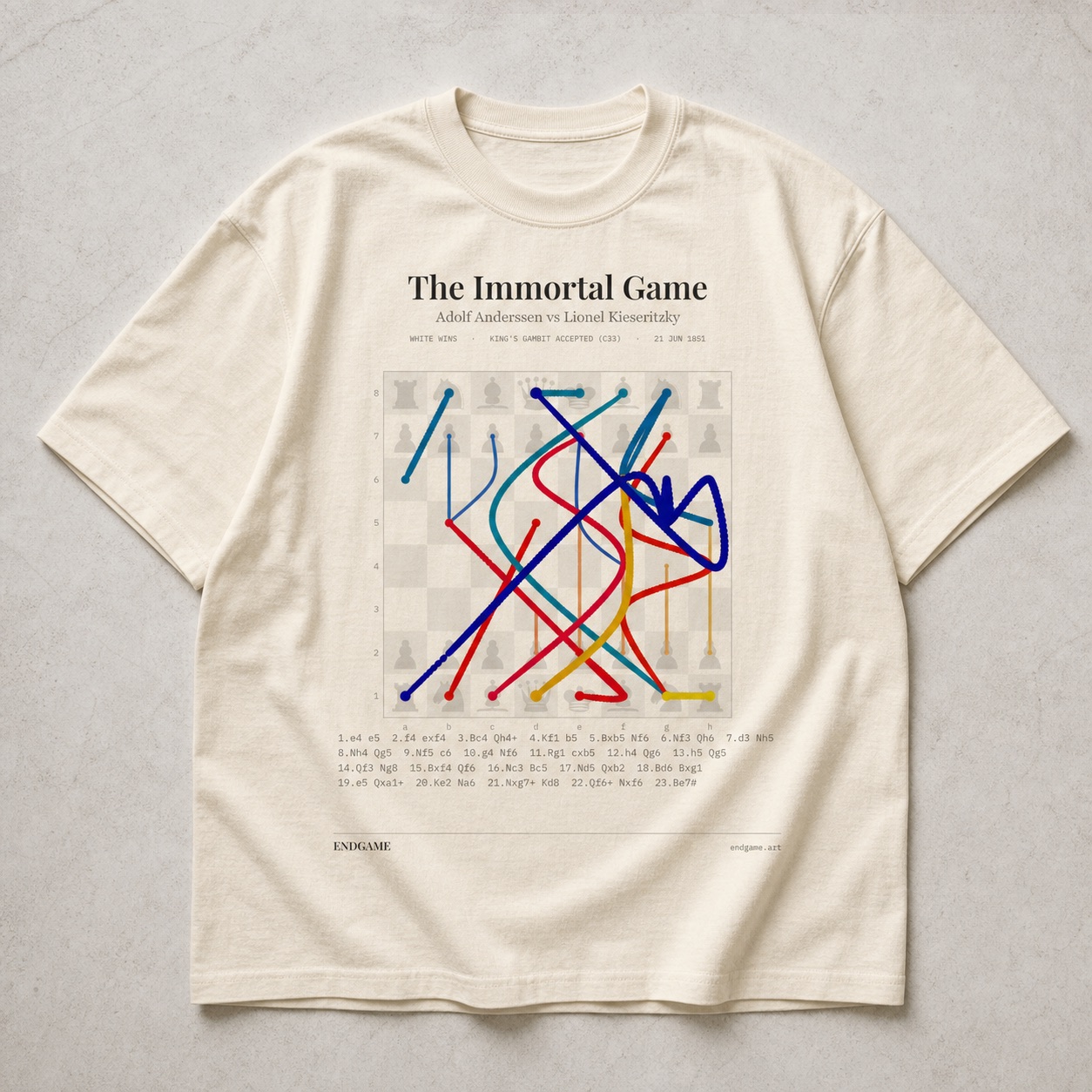 Endgame chess tee with the trace artwork